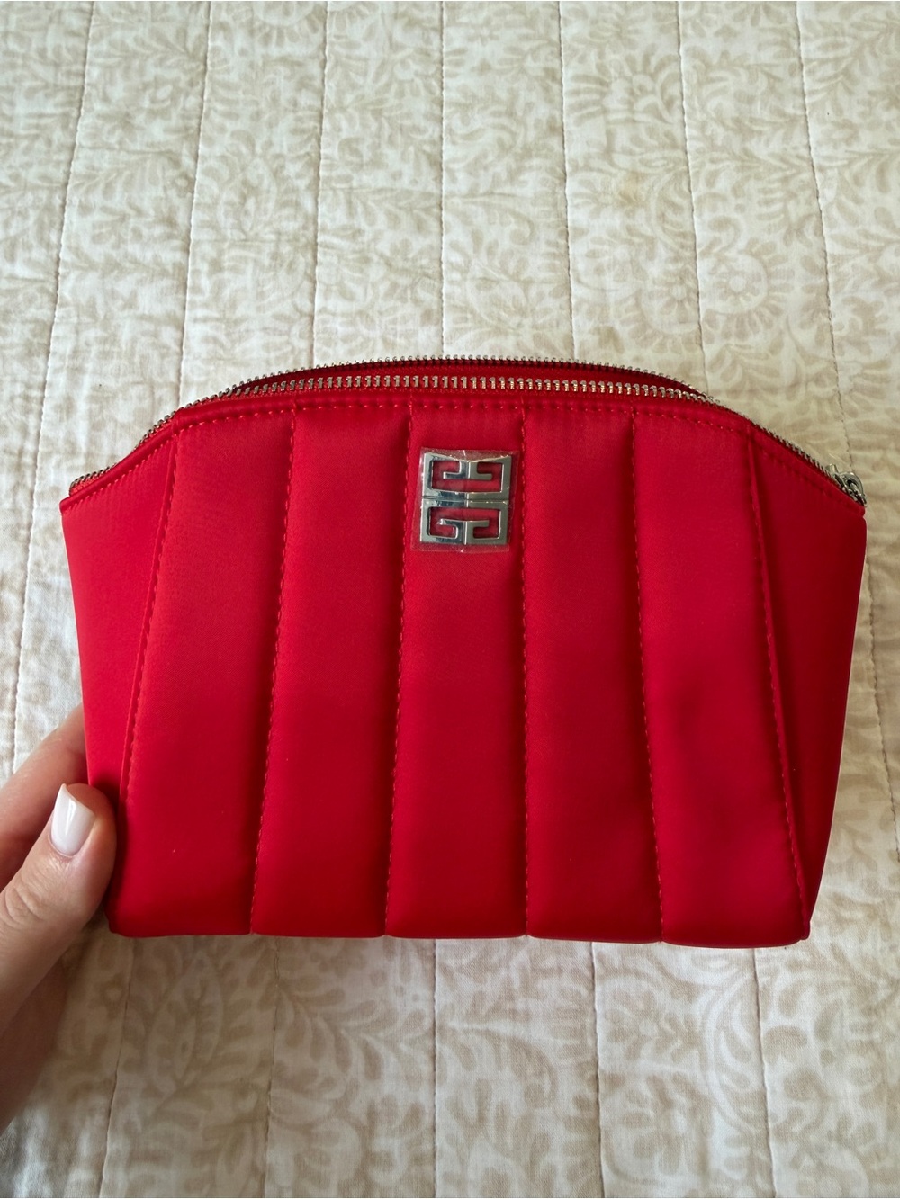 Givenchy Red Quilted Cosmetic Pouch